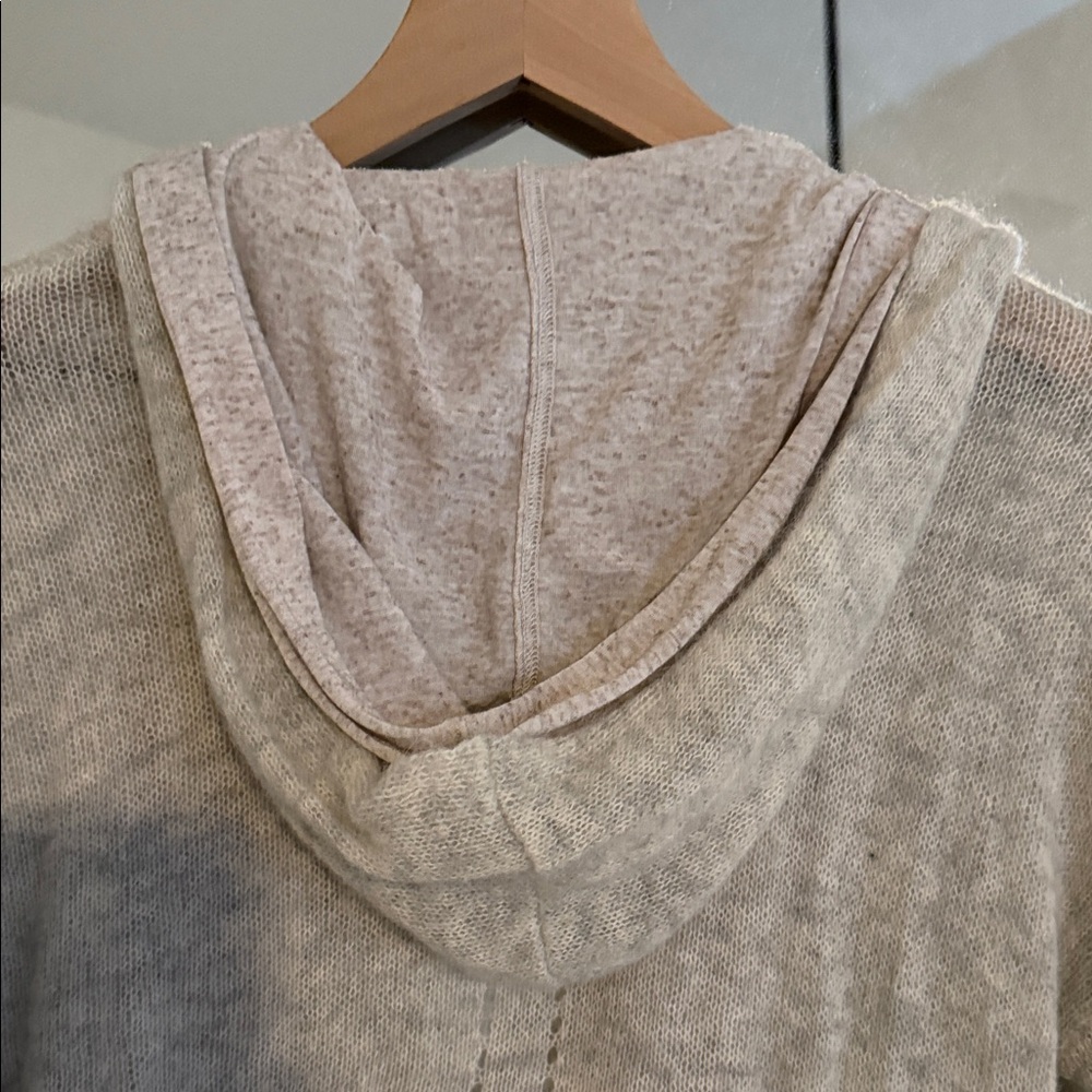 MOTH ANTHROPOLOGIE Small Gray Alpaca Wool Knit Hooded Lined Sweater Cardigan Top - Picture 4 of 6
